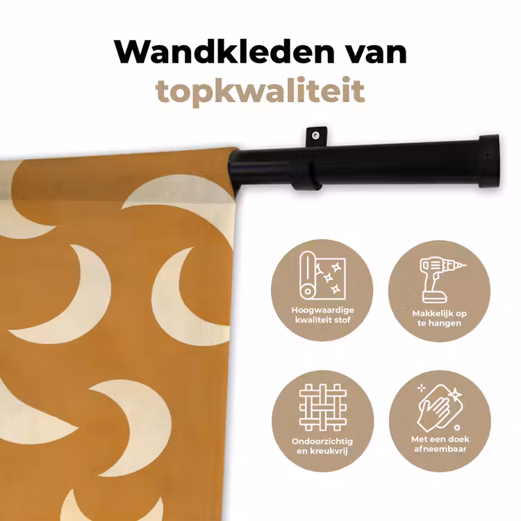 Manen - Patroon - Oker Wandkleed katoen klein 269 -sfeer2