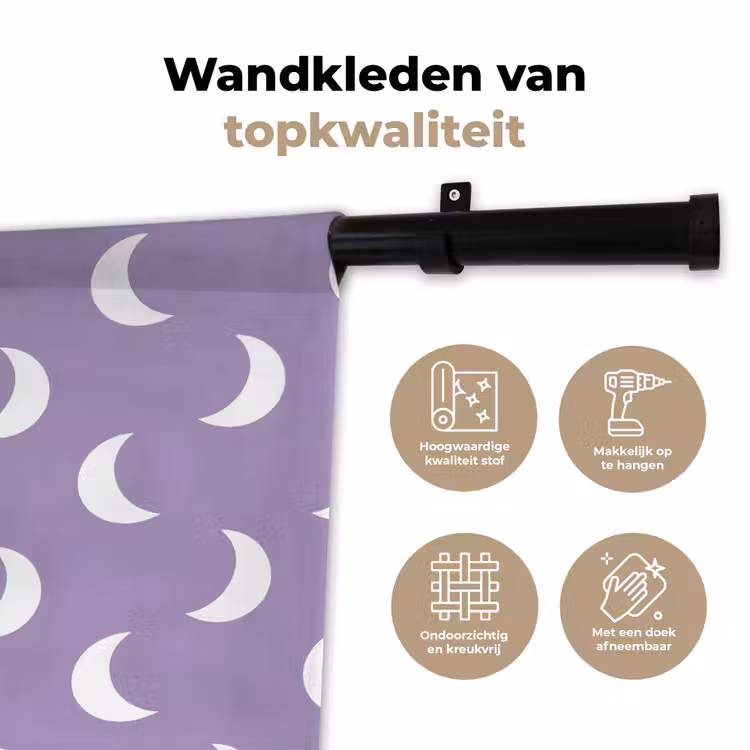 Manen - Patroon - Paars Wandkleed katoen klein 269 -sfeer2