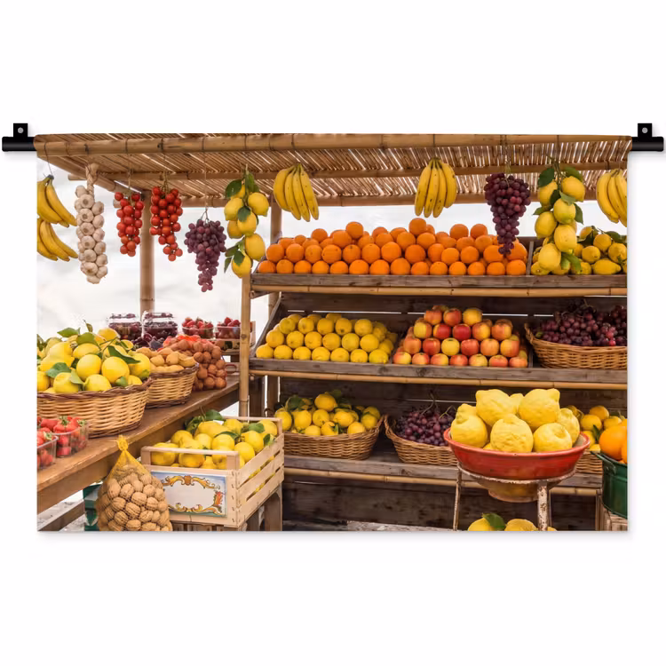 Wandkleed - Marktkraam - Fruit - Vers - Marktkraam - Fruit - Vers Wandkleed katoen klein