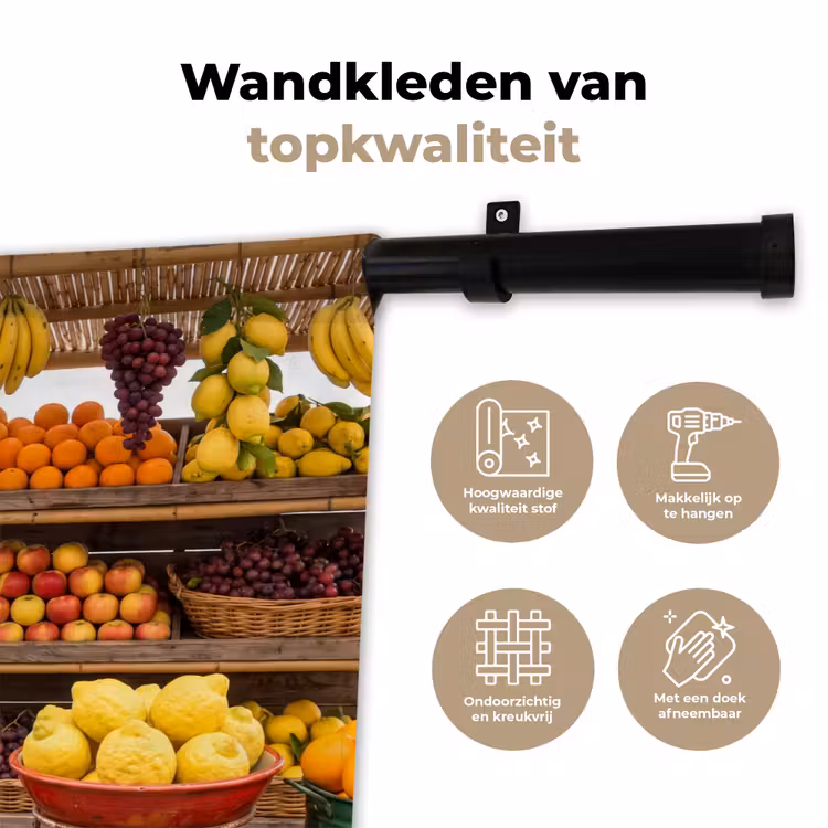 Wandkleed - Marktkraam - Fruit - Vers - Marktkraam - Fruit - Vers Wandkleed katoen klein