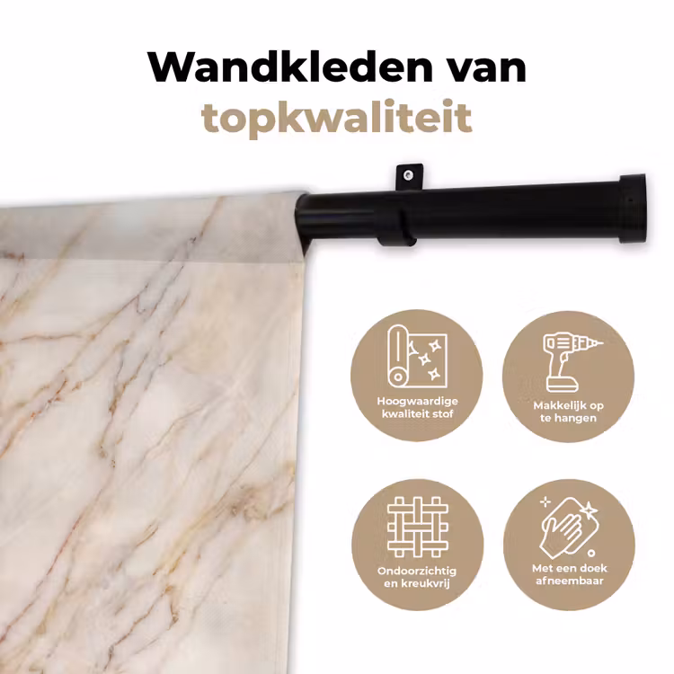 Marmer - Ader - Abstract - Wit - Goud Wandkleed katoen klein -sfeer2