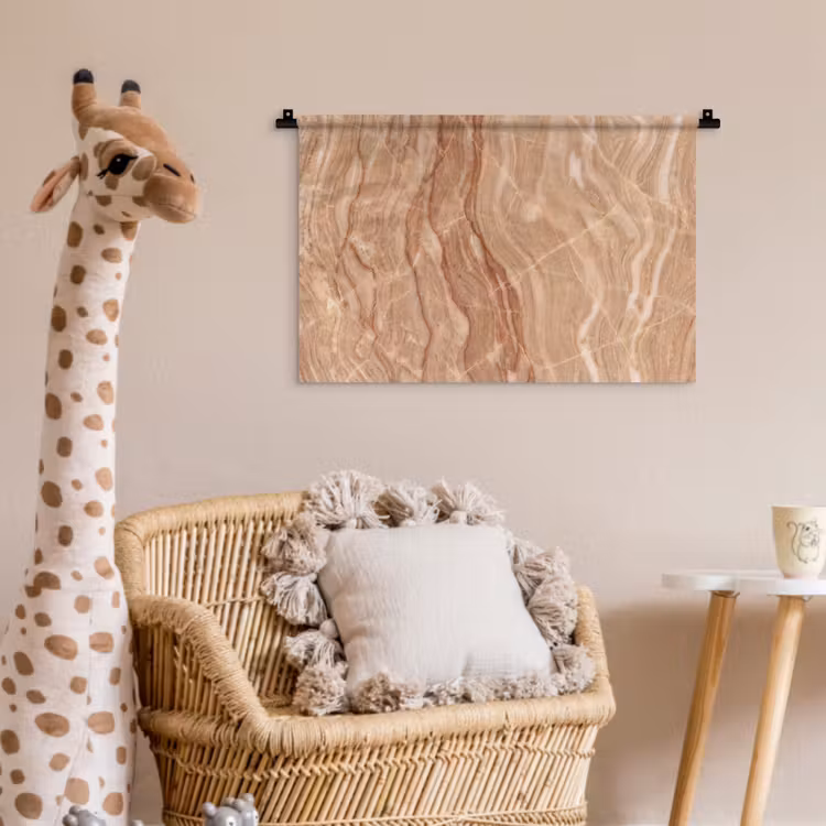 Marmer - Ader - Natuur - Abstract - Beige Wandkleed katoen klein -wsfeer5_kind