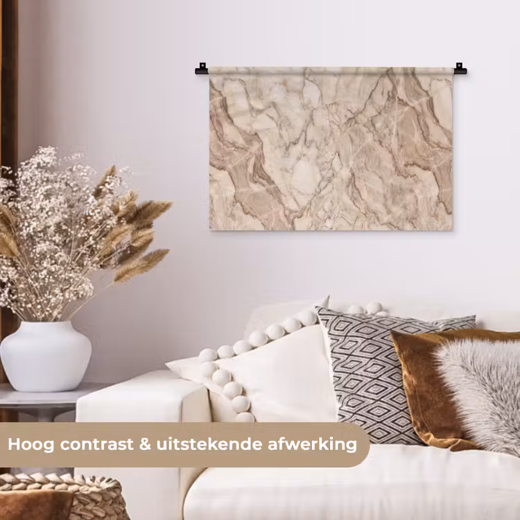 Marmer - Aderen - Textuur - Beige - Modern Wandkleed katoen klein -sfeer1