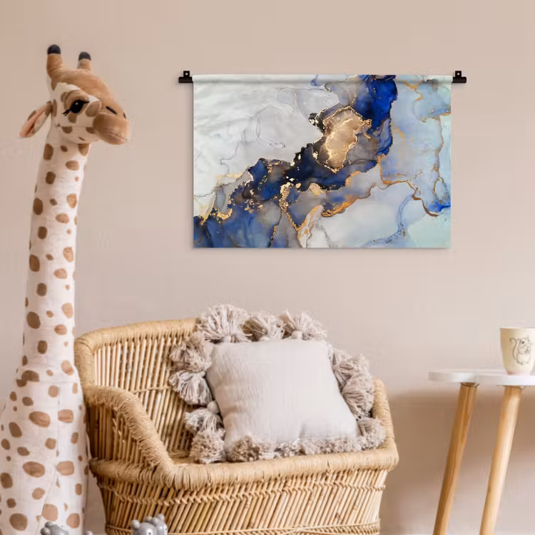 Marmer - Blauw - Goud Wandkleed katoen klein -wsfeer5_kind