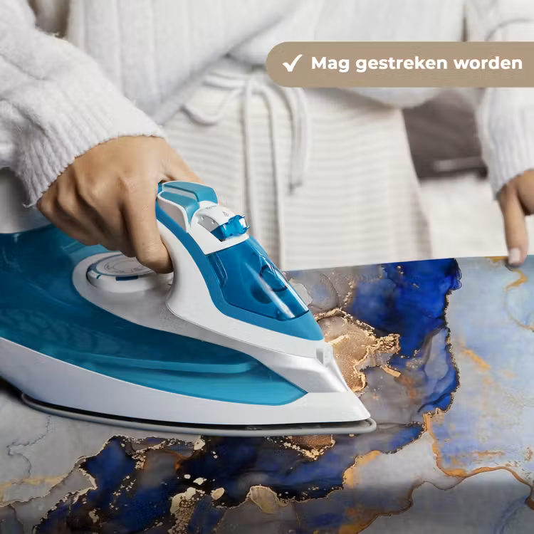 Marmer - Blauw - Goud Wandkleed katoen klein -sfeer9