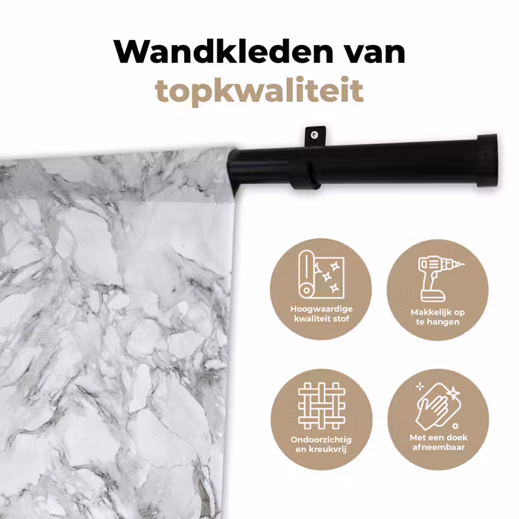Marmer - Gelaagd - Brekend - Grijsstructuur Wandkleed katoen klein 269 -sfeer2