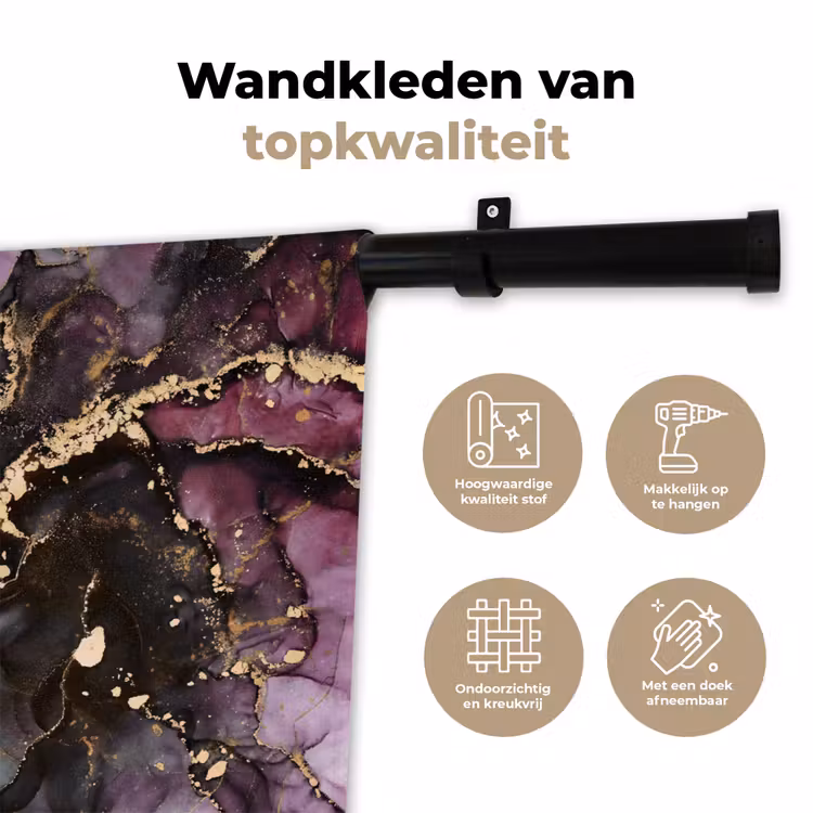 Marmer - Gold - Steen - Abstract Wandkleed katoen klein -sfeer2