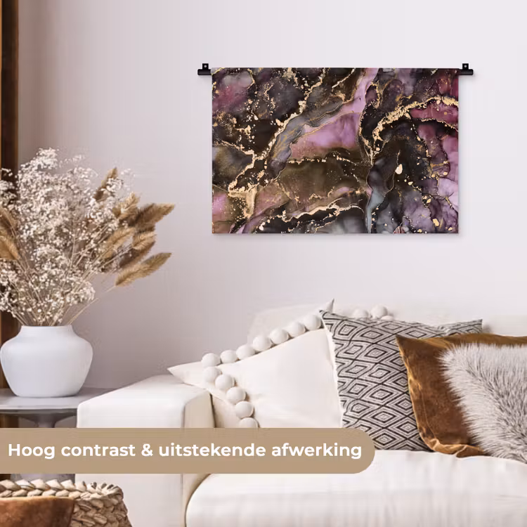 Marmer - Gold - Steen - Abstract Wandkleed katoen klein -sfeer1