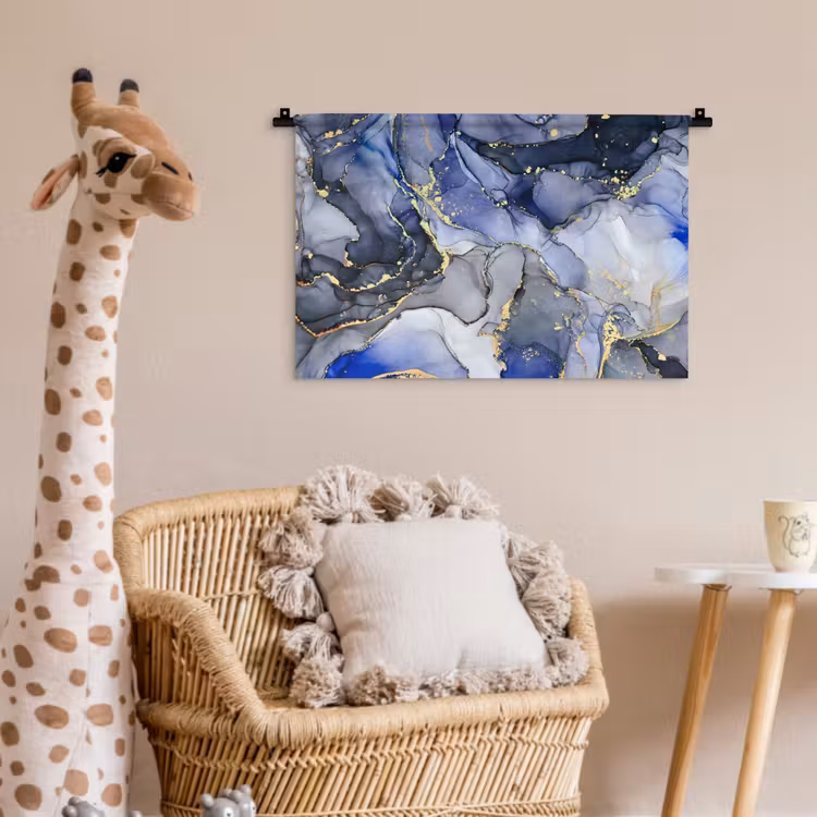 Marmer - Goud - Abstract - Blauw Wandkleed katoen klein -wsfeer5_kind