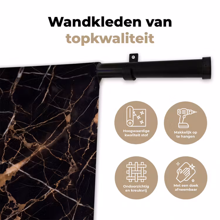 Marmer - Goud - Abstract - Zwart Wandkleed katoen klein -sfeer2