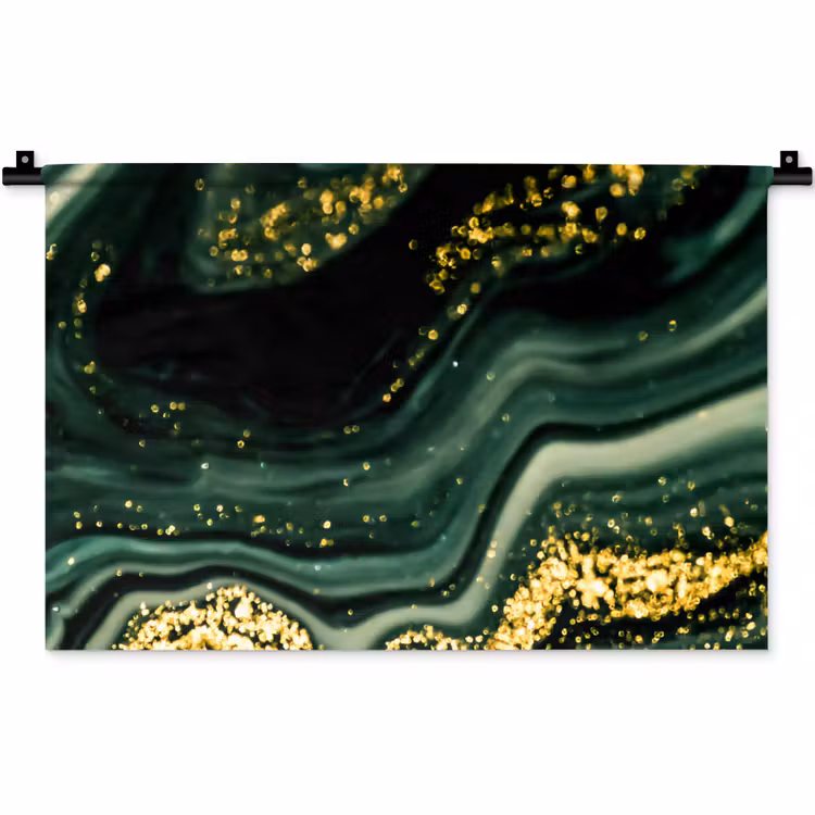 Marmer - Goud - Glitter - Groen - Marmerlook - Luxe Wandkleed katoen klein -zz3d