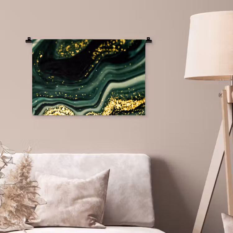 Marmer - Goud - Glitter - Groen - Marmerlook - Luxe Wandkleed katoen klein -sfeer4
