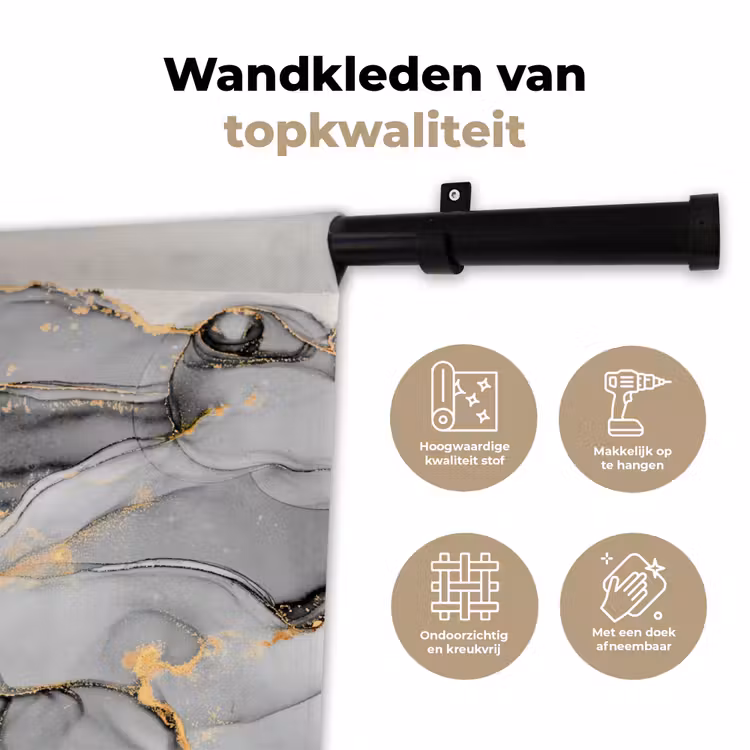 Marmer - Goud - Grijs Wandkleed katoen klein -sfeer2