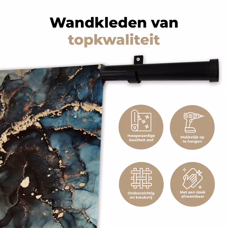 Marmer - Goud - Groen Wandkleed katoen klein -sfeer2