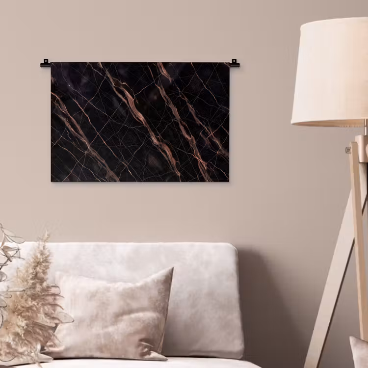 Marmer - Goud - Patroon - Luxe - Zwart Wandkleed katoen klein -sfeer4