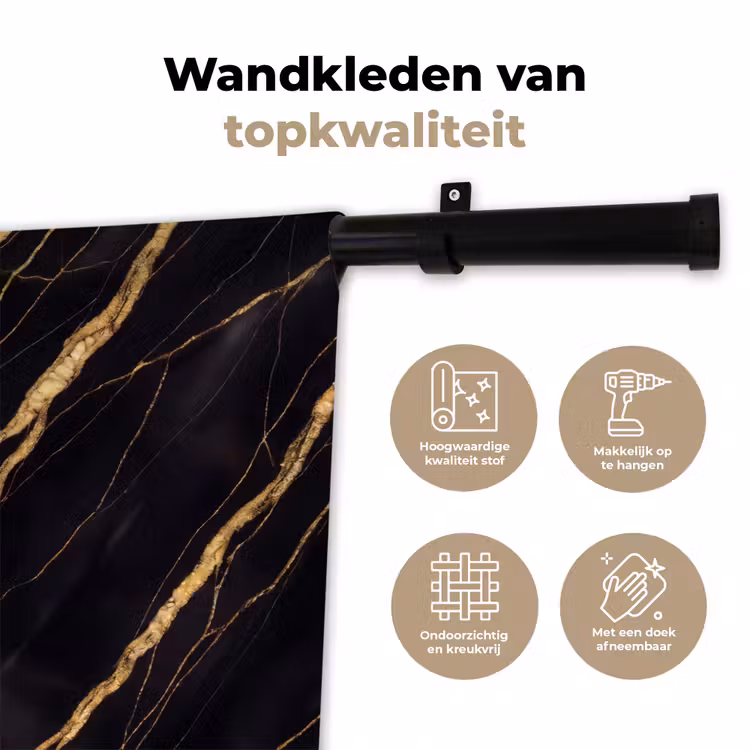 Marmer - Goud - Textuur - Abstract - Zwart Wandkleed katoen klein -sfeer2