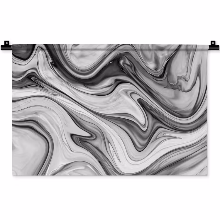 Marmer - Patronen - Grijs - Marmerlook - Zwart Wandkleed katoen klein -zz3d