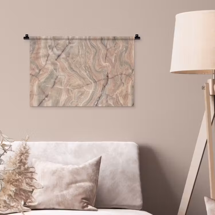Marmer - Patroon - Abstract - Beige - Groen Wandkleed katoen klein -sfeer4