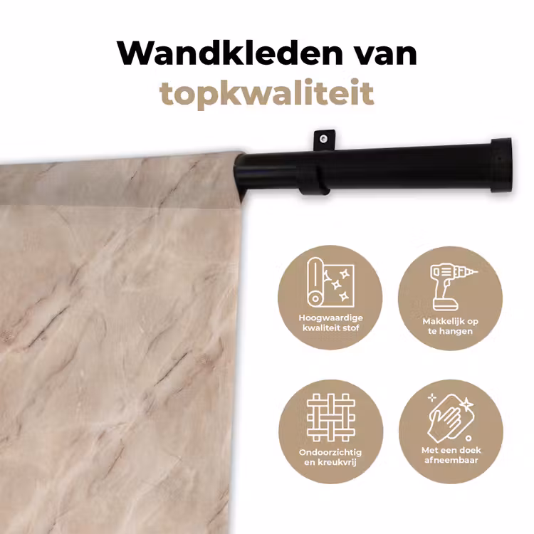 Marmer - Patroon - Abstract - Modern - Beige Wandkleed katoen klein -sfeer2