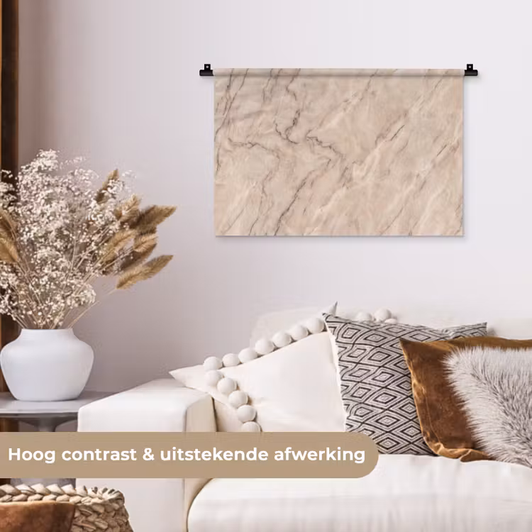 Marmer - Patroon - Abstract - Modern - Beige Wandkleed katoen klein -sfeer1