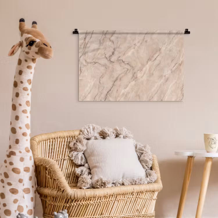 Marmer - Patroon - Abstract - Modern - Beige Wandkleed katoen klein -wsfeer5_kind