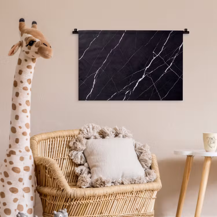 Marmer - Patroon - Abstract - Modern - Zwart Wandkleed katoen klein -wsfeer5_kind