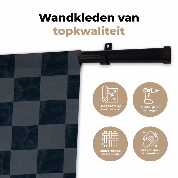 Marmer - Patroon - Antraciet Wandkleed katoen klein 269 -sfeer2