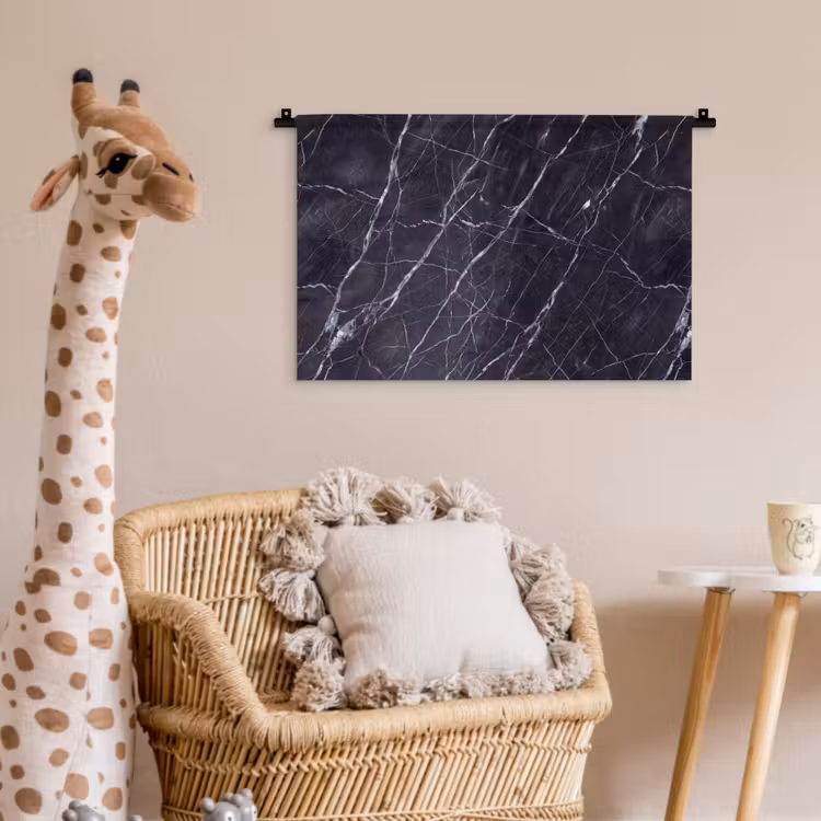Marmer - Patroon - Modern - Zwart - Wit Wandkleed katoen klein -wsfeer5_kind