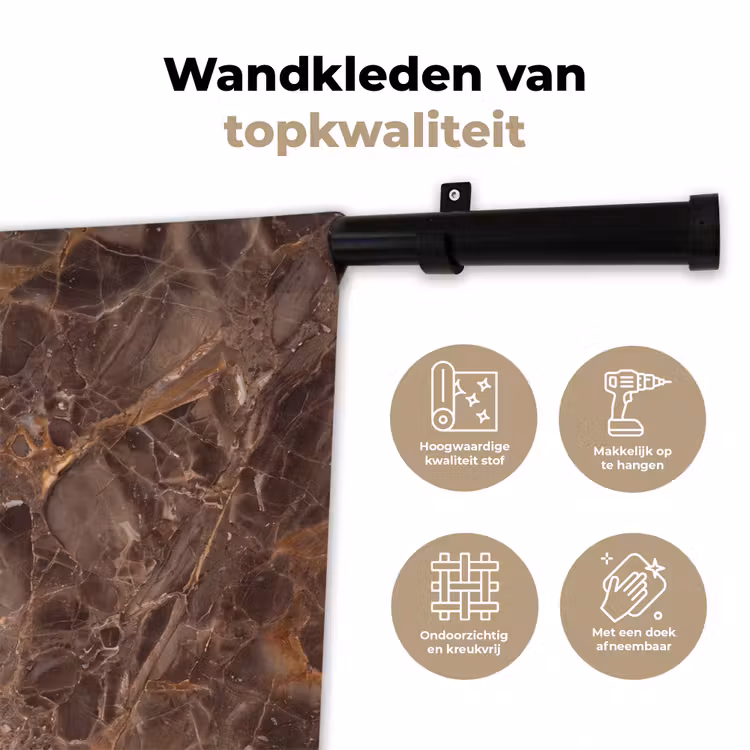 Marmer - Patroon - Natuur - Bruin - Goud Wandkleed katoen klein -sfeer2