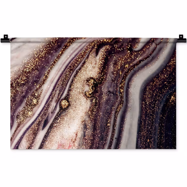 Marmer - Roze - Goud - Glitter - Marmerlook Wandkleed katoen klein -zz3d