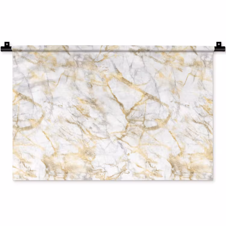 Marmer - Wit - Expressief - Goudaccenten Wandkleed katoen klein 269 -zz3d