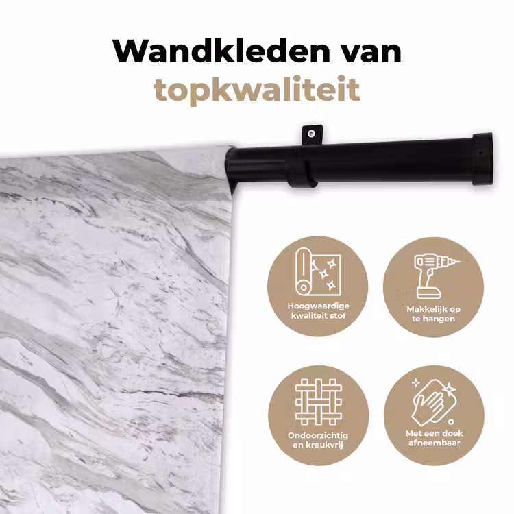 Marmer - Wit - Grijsgroen Wandkleed katoen klein 269 -sfeer2