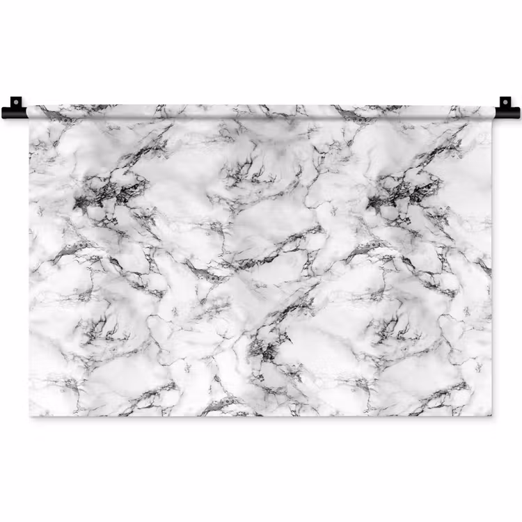 Marmer - Zwart - Dramatisch - Wit Wandkleed katoen klein 269 -zz3d