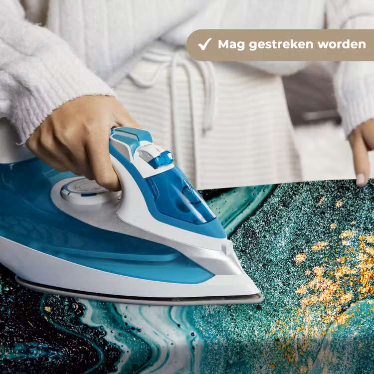Marmerlook - Blauw - Goud - Glitter - Luxe - Marmer Wandkleed katoen klein -sfeer9