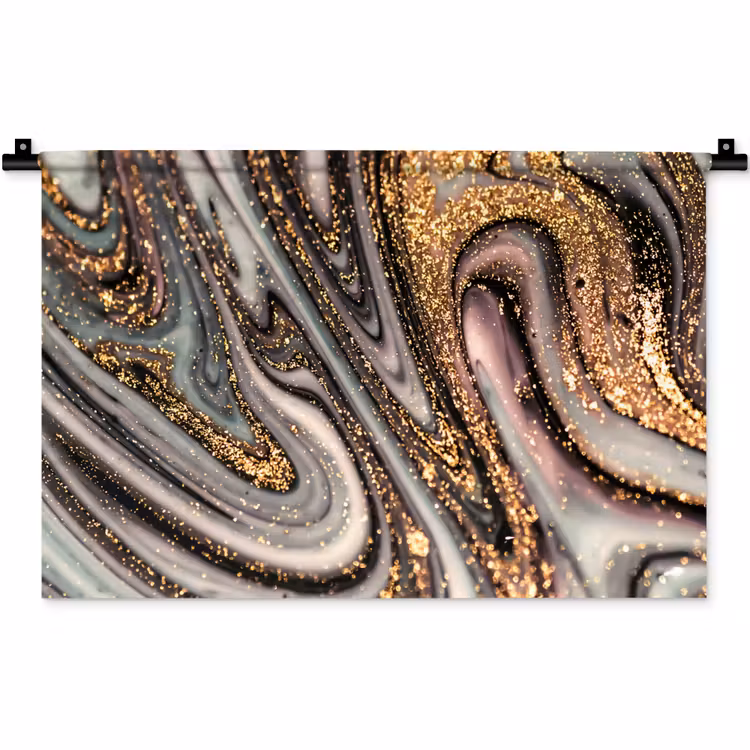 Marmerlook - Goud - Glitter - Luxe - Marmer - Wit Wandkleed katoen klein -zz3d