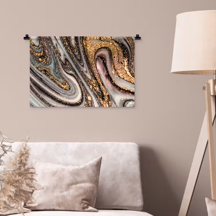 Marmerlook - Goud - Glitter - Luxe - Marmer - Wit Wandkleed katoen klein -sfeer4