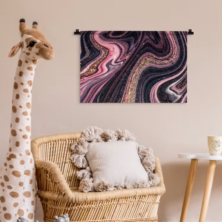 Marmerlook - Roze - Paars - Goud - Luxe - Marmer Wandkleed katoen klein -wsfeer5_kind