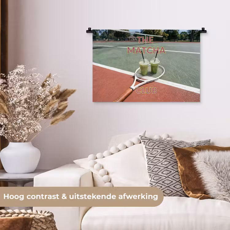 Matcha Club - Tennis - Matcha Wandkleed katoen klein -sfeer1