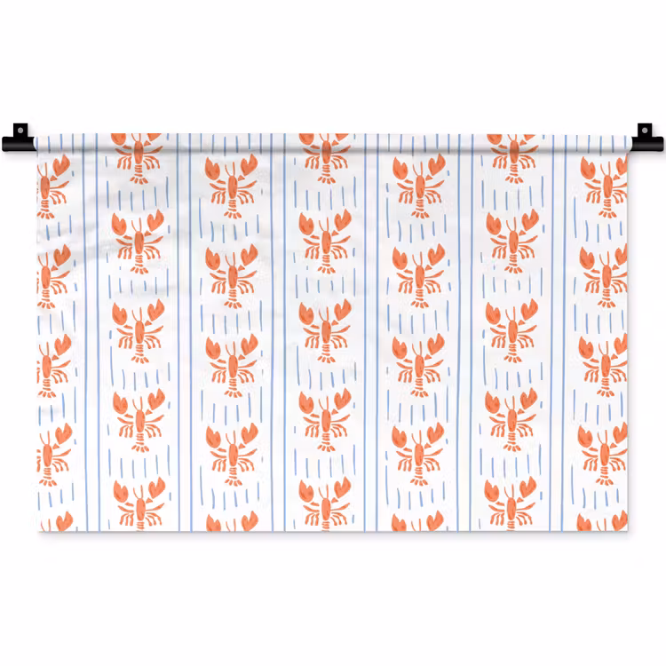 Zee - Kreeft - Oranje - Blauw Wandkleed katoen klein 269 -zz3d