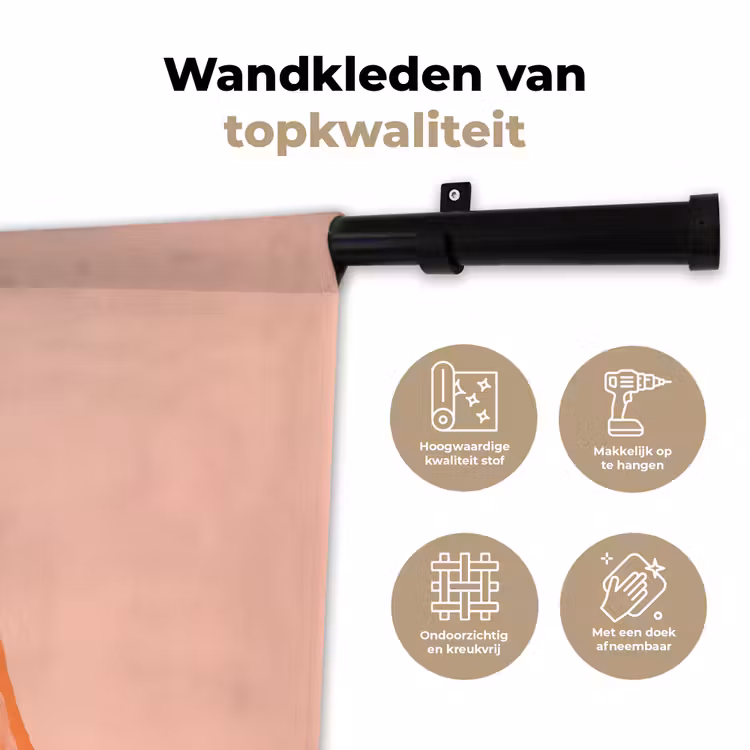 Meisje - Deken - Gestreept - Oranje Wandkleed katoen klein -sfeer2