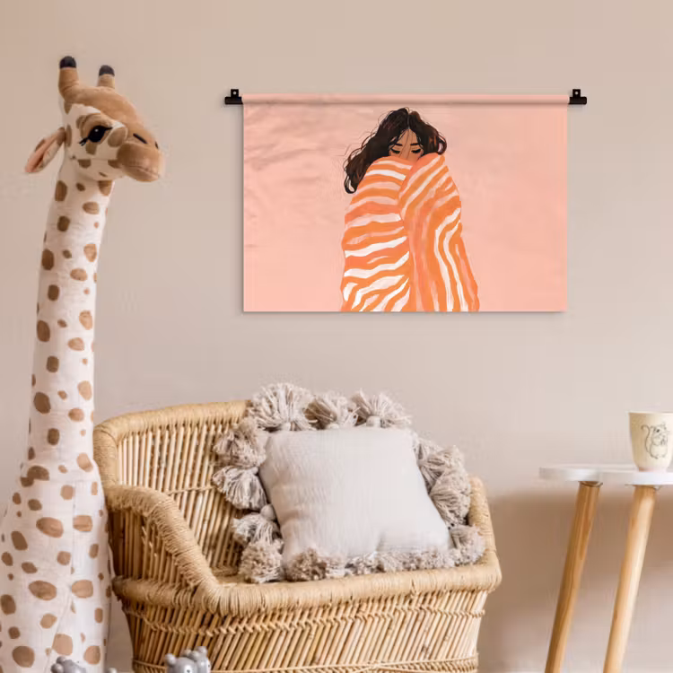 Meisje - Deken - Gestreept - Oranje Wandkleed katoen klein -wsfeer5_kind