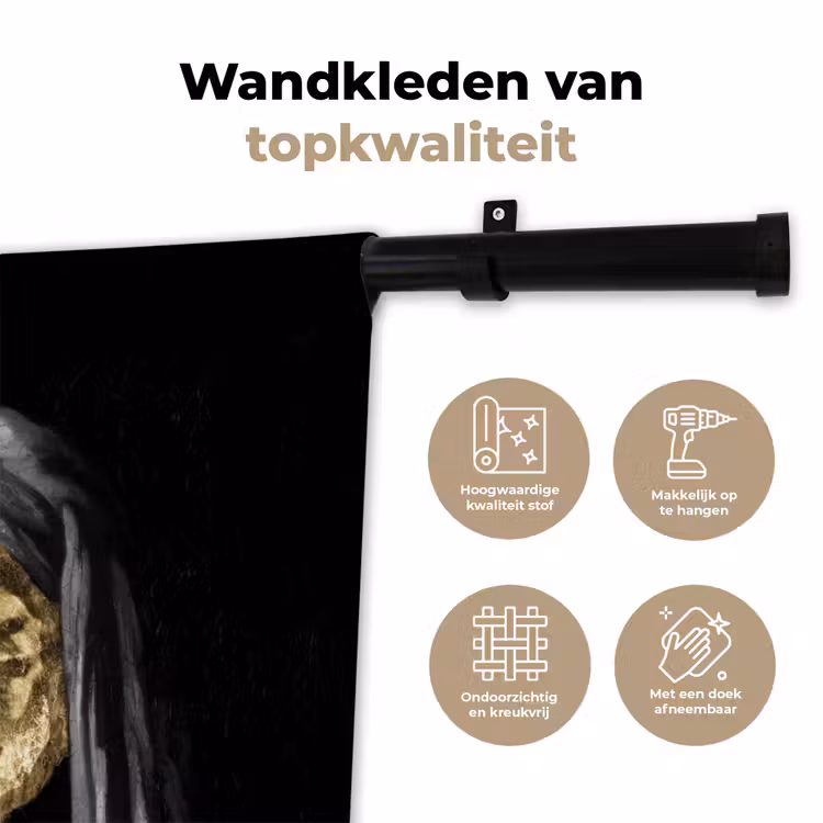Meisje met de parel - Johannes Vermeer - Goud Wandkleed katoen klein -sfeer2