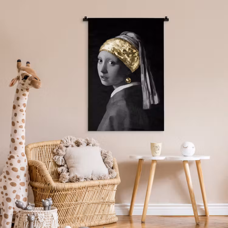 Meisje met de parel - Johannes Vermeer - Goud Wandkleed katoen klein -wsfeer5_kind