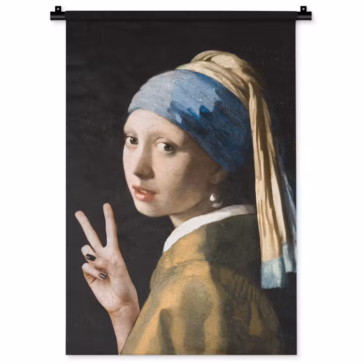 Meisje met de parel - Johannes Vermeer - Peace Wandkleed katoen klein -zz3d