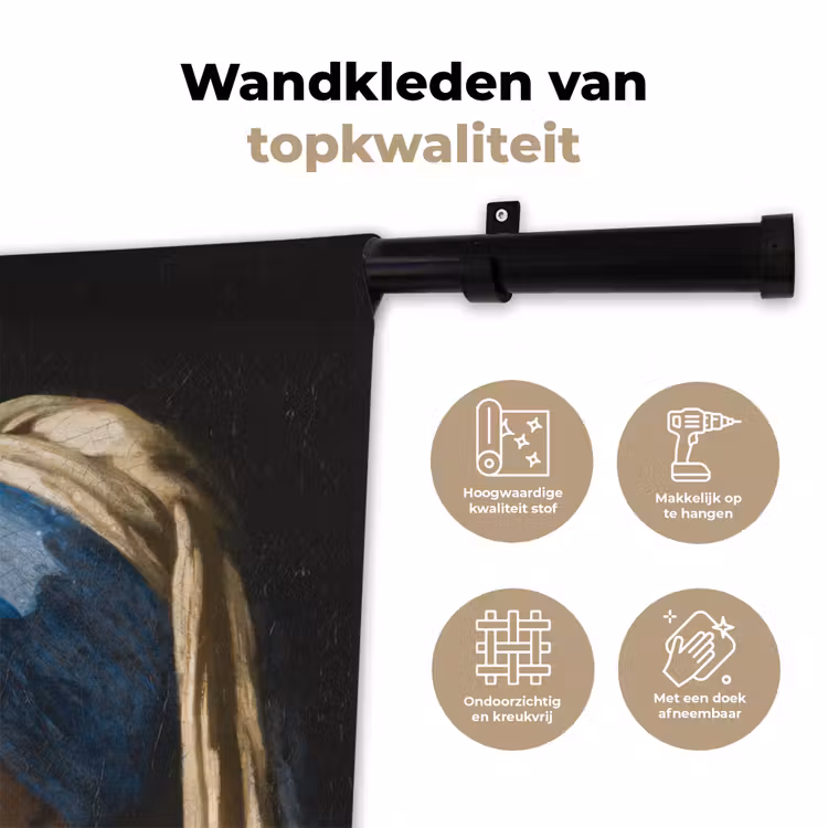 Meisje met de parel - Johannes Vermeer - Peace Wandkleed katoen klein -sfeer2