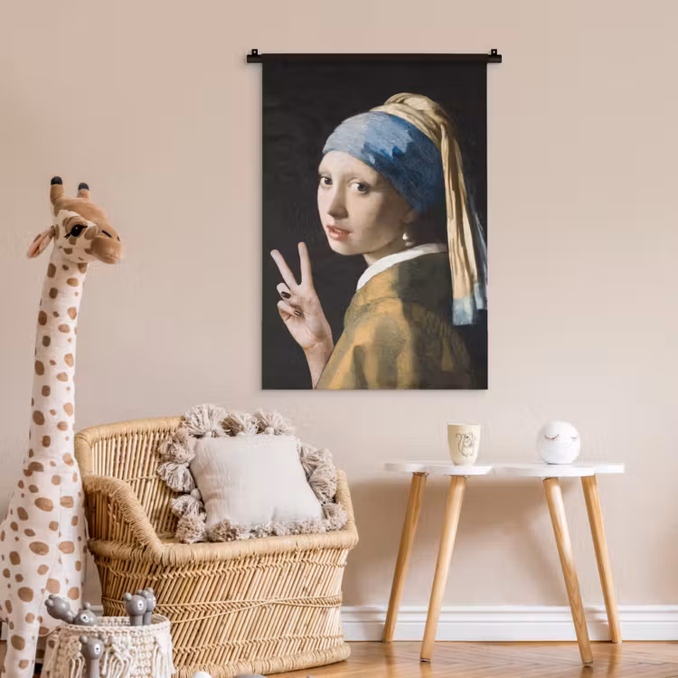 Meisje met de parel - Johannes Vermeer - Peace Wandkleed katoen klein -wsfeer5_kind