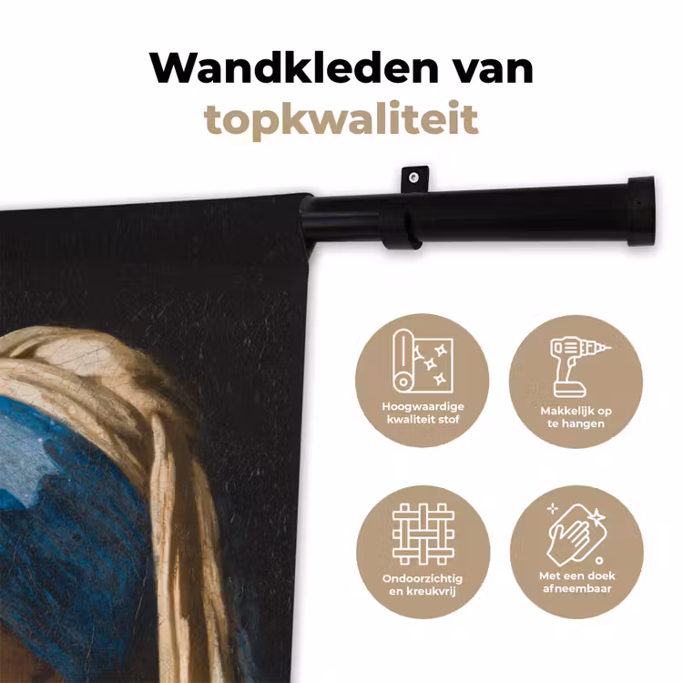 Meisje met de parel - Johannes Vermeer - Sigaretten Wandkleed katoen klein -sfeer2