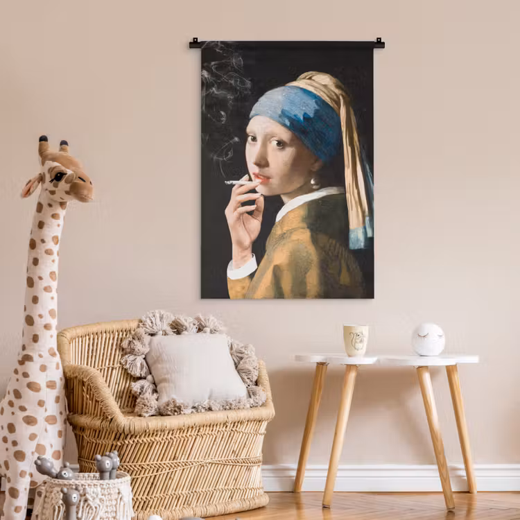 Meisje met de parel - Johannes Vermeer - Sigaretten Wandkleed katoen klein -wsfeer5_kind
