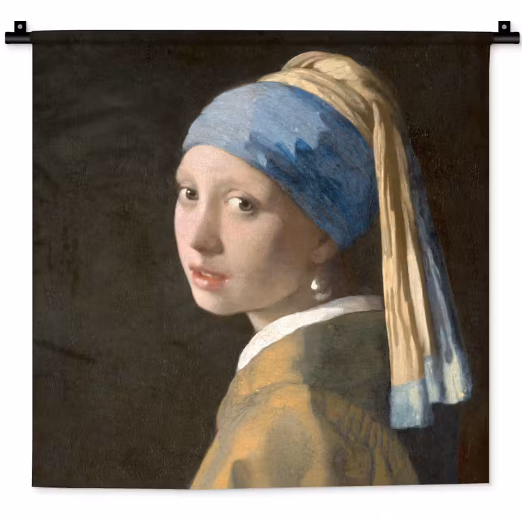 Meisje met de Parel - Schilderij van Johannes Vermeer Wandkleed katoen klein -zz3d