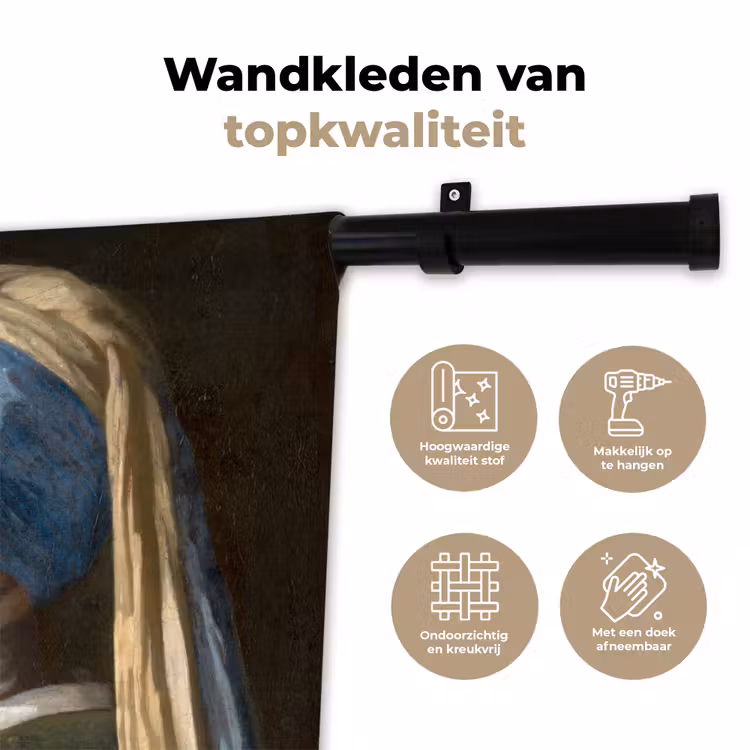 Meisje met de Parel - Schilderij van Johannes Vermeer Wandkleed katoen klein -sfeer2